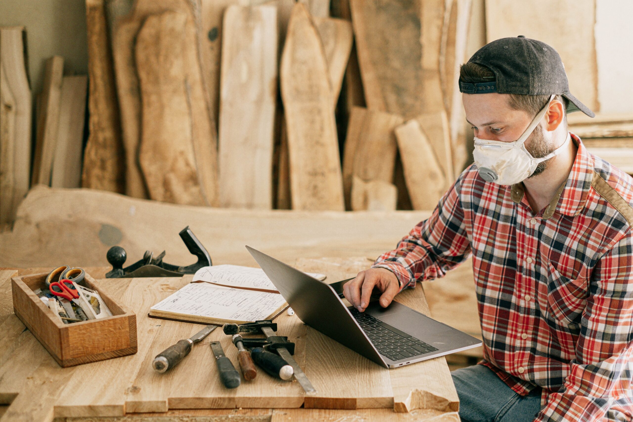 Building plans and tools prepared for a construction mortgage draw review
